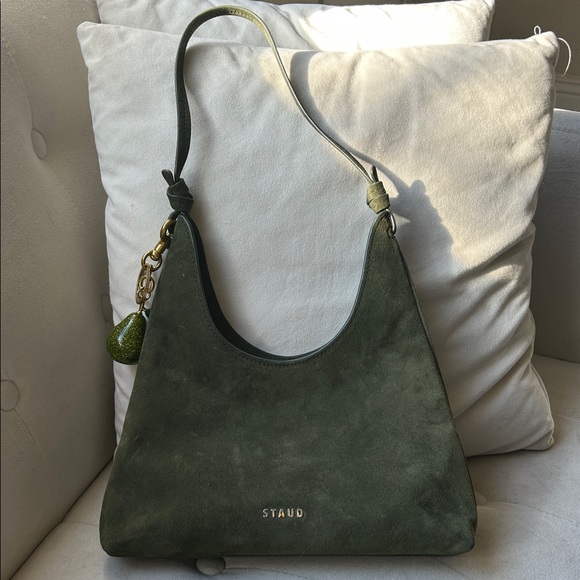 STAUD Handbags - STAUD WINONA SHOULDER BAG | AVOCADO SUEDE (WITH FREE BAG CHARM)